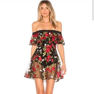 Lovers + friends Erica embroidered bodysuit dress